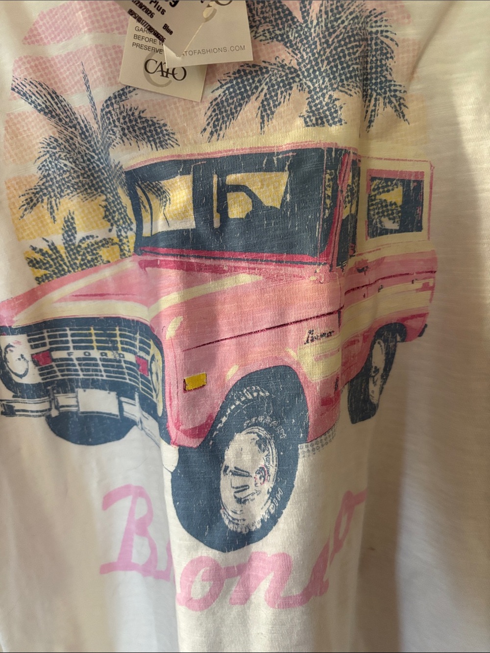 Bronco Graphic Tee - White with Pink Print nwt - Picture 3 of 4